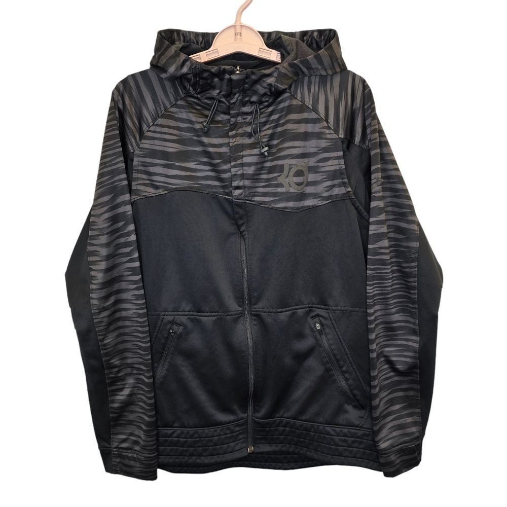 Nike Men's L KD Klutch Hyper Elite Black Grey Therma-Fit Full Zip Hoodie